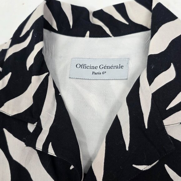 Officine Generale Paris Zebra Print Button Down Short Sleeve Shirt Men's M - Picture 4 of 5